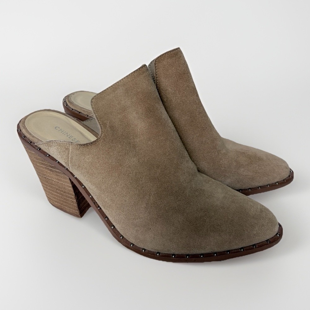 Chinese Laundry Springfield Mule 8.5 US‎ 39 EU Clog Tan Suede Chunky 3" Heel